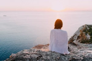 Alone Women siting and thinking